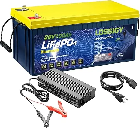 Lossigy 36V Golf Cart LiFePO4 Battery with 36 Volt 10A Charger, Perfect for Trolling Motor, 500A Peak Current 3840Wh, Built in Bluetooth