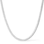 Ana Luisa Herringbone Chain Necklace - INA Silver - Silver, Silver