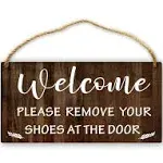 Welcome Remove Your Shoes Sign- Take Off Your Shoes Door Sign 6x12in Please T...