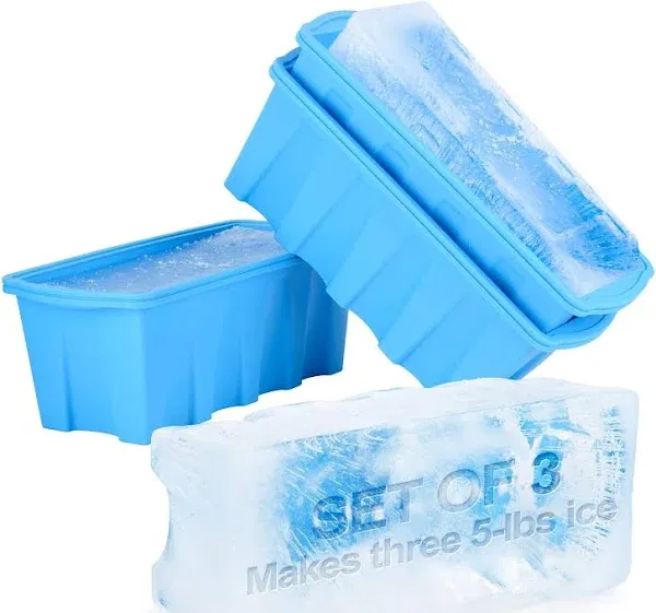 Extra Large Ice Block Mold 3 Pack-Makes three 5 lb Extra-large Ice cubes, Steel reinforced molds,Upgrade Ice Cube Maker，Ideal for Revitalizing Ice Baths or Chilled Coolers ，Reusable Silicone Molds