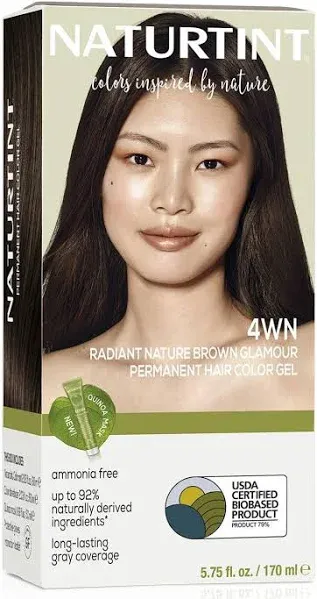 Naturtint Permanent Hair Color 4WN Radiant Nature Brown Glamour Pack of 1 Amm...