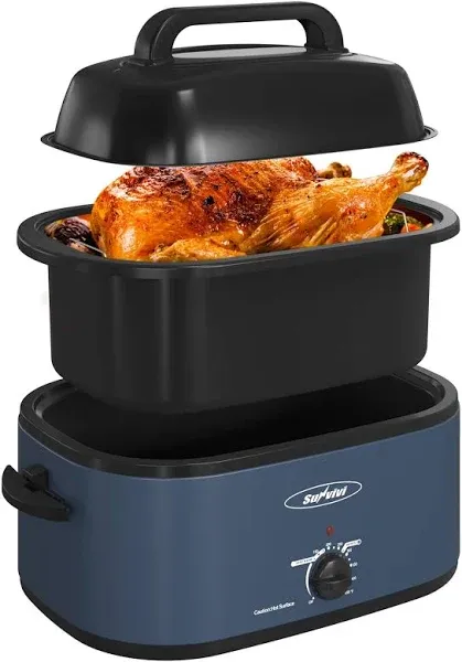 Sunvivi Electric Roaster Oven Turkey Roaster with Lid Electric Roasters with Removable Pan Large Roaster