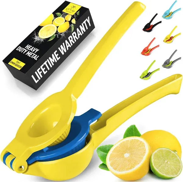 Zulay Kitchen Metal 2-in-1 Lemon Squeezer - Sturdy Max Extraction Hand Juicer...