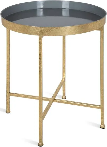 Kate and Laurel Celia 18-Inch Round Metal Foldable Tray Accent Table