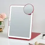 Mocado LED Travel Makeup Mirror, Rechargeable Vanity Mirror with Lights, Portable Mirror with Lights - 7x9 Inches, 3 Colors Light, Foldable, Dimmable