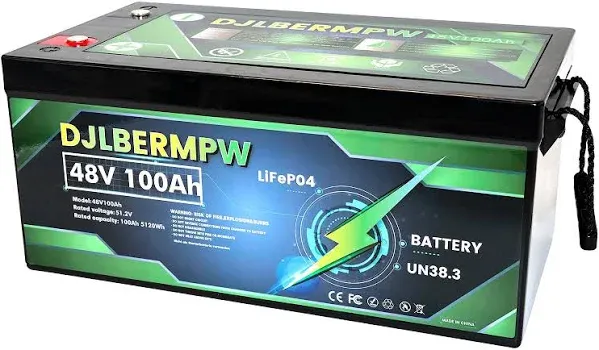 48V 100Ah LiFePO4 Lithium Battery, Built-in 100A BMS 5120Wh,8000+ Deep Cycle Battery,48V Club Car Golf Cart Battery,48V Golf Cart Battery Lithium Batteries 48 Volt for Off Grid,RV,Solar (51.2V 100Ah)