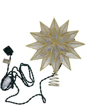 Kurt Adler UL 10-Light 12-Point Capiz Gold Star Treetop