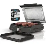 Ninja GR101 Sizzle Smokeless Indoor Grill & Griddle (Renewed) Bundle with 2 Yr CPS Enhanced Protection Pack