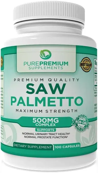 Premium Saw Palmetto 500 mg for Men & Women – Maximum Strength Saw Palmetto Extract & Powder Capsules Supplement - Support Normal Urinary Tract, Prostate Health & Hair - 3 Months Supply - 100 Tablets