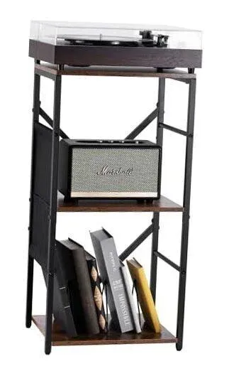 Record Player Stand, Vinyl Record Storage up to 100 Albums, S-Holds 100 Albums