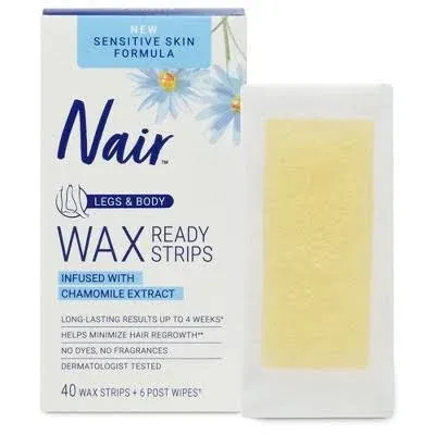 Nair Sensitive Ready Legs & Body Wax Strips, 40 ct