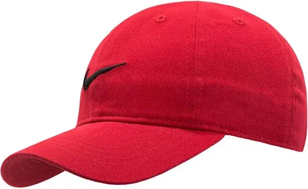 Nike Boys Embroidered Swoosh Logo Red Baseball Cap Hat Child Size