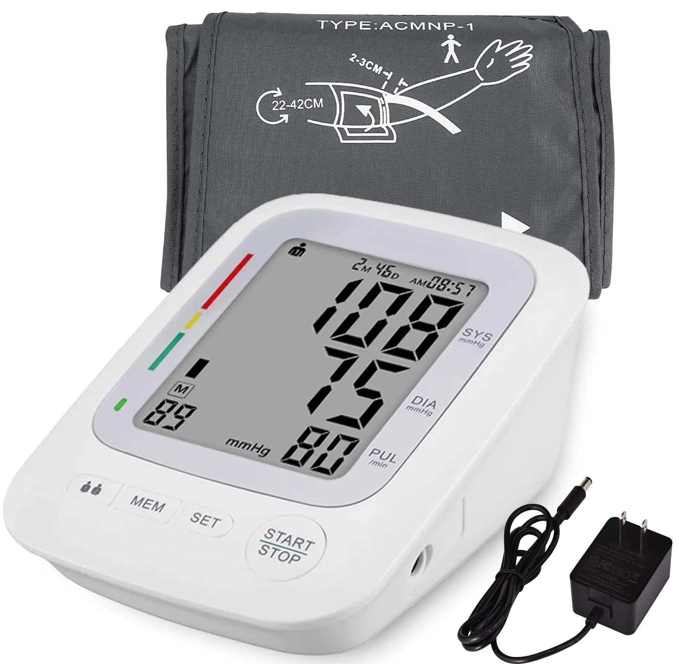 Electronic Blood Pressure Monitor, Upper Arm Automatic Digital BP Monitor Lar...