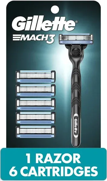 Gillette Mach3 Razor for Men 1 Razor Handle + 6 Blade Refills