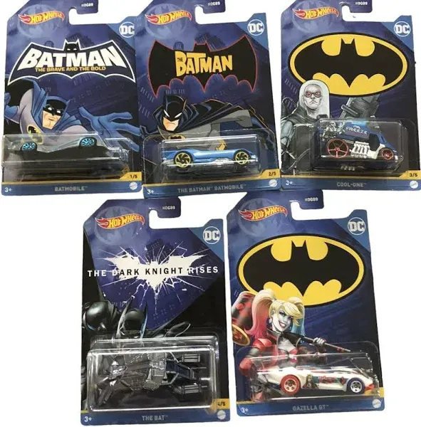 Hot Wheels Batman 2022 Batmobile Complete Set of 5 Diecast Vehicles Mix 3 from H