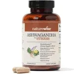 NatureWise Ashwagandha for Stress - With KSM-66 Ashwagandha Extract + GABA + L-Theanine + Rhodiola Rosea - Herbal Stress Support Supplement - Vegan, Non-GMO, Gluten-Free - 60 Capsules[1-Month Supply]