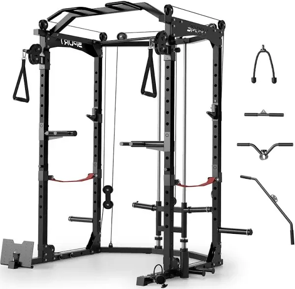 Power Cage 1600lbs Capacity Squat Rack for Home Gym with Attachments