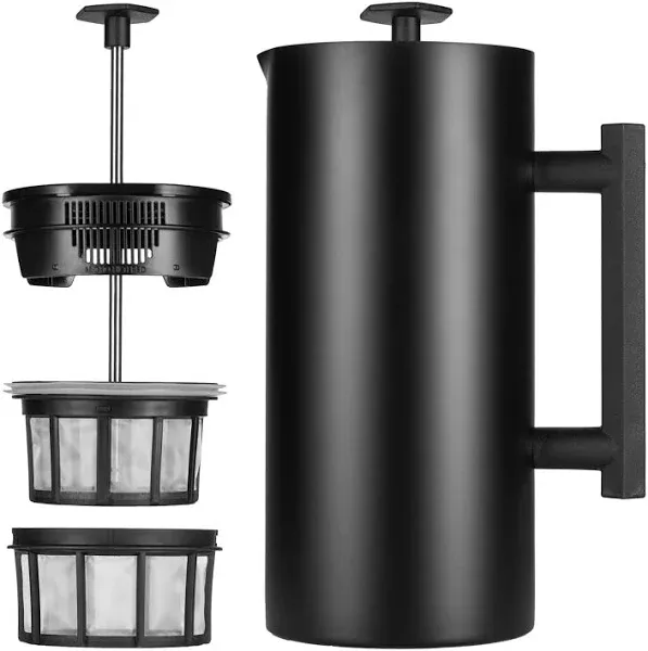 ESPRO - P6 French Press - Double Walled Stainless Steel Insulated Coffee and Tea Maker, 32 Ounces, Matte Black