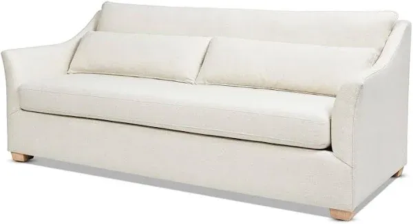 Jennifer Taylor Home ADA 83 inch Flared Arm Contemporary Sofa with Lumbar Pillows, Flax White Linen