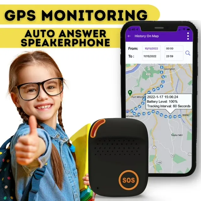 Seculife Kids GPS Tracker, 2-Way Auto-Answer & SOS Button, Real-Time Tracking, Emergency Alert