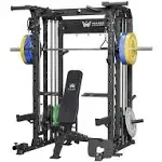 Major Fitness All-in-One Home Gym Smith Machine Package Spirit B52 - B52BL-PLT01BL-OWPNT230, Black / Red / 230lb Bumper