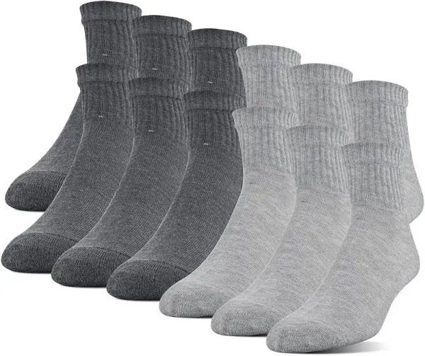 Gildan Men's Polyester Half Cushion Ankle Socks, 12-Pairs