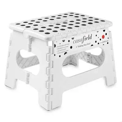 Casafield 9" Folding Step Stool with Handle Portable Collapsible Small Plastic Foot Stool for Kids and Adults