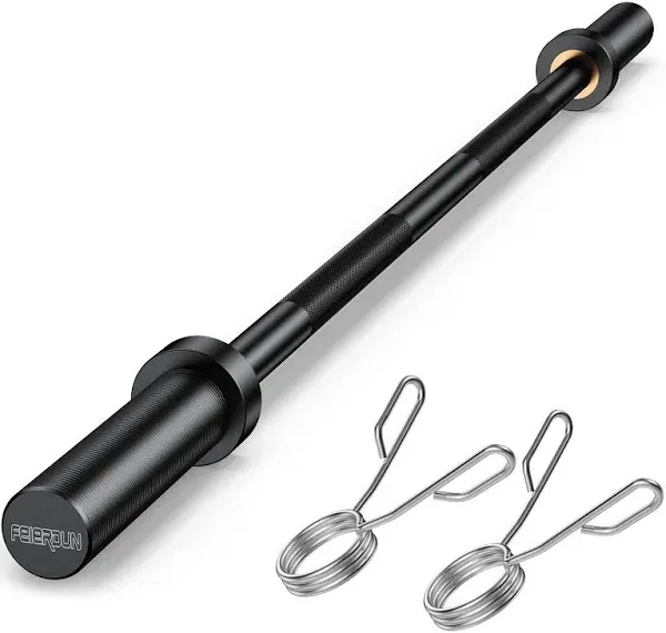 FEIERDUN Olympic Barbell EZ Curl Bar 47in/4ft/5ft/6ft/7ft for Weightlifting, Hip Thrusts, Squats and Lunges, Suitable for 2 inch Weight Plates,with