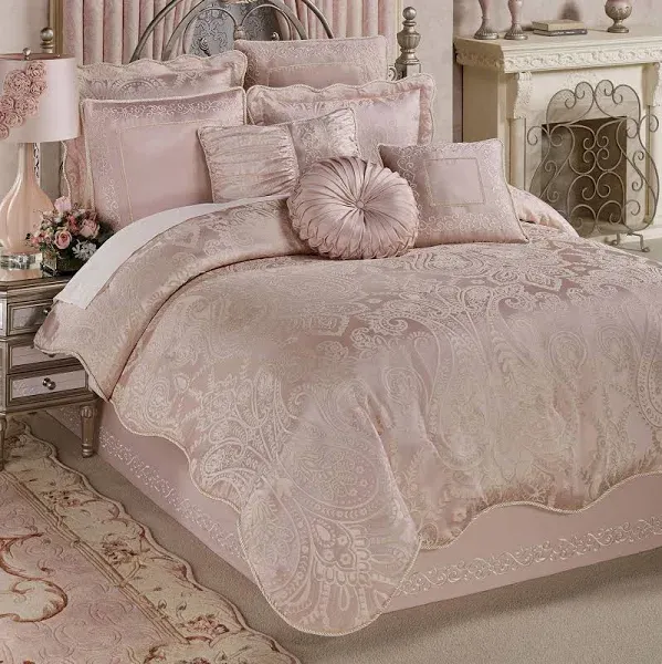 Touch of Class Romantic Princess Blush Oversized Jacquard Woven Scroll