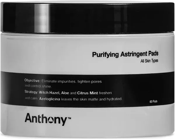 Anthony Purifying Astringent Toner Pads, 60 Count, and Anthony Instant Fix Oil Control, 3 Fl Oz