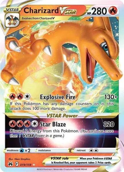 Pokemon Crown Zenith Rare Holo Charizard Vstar #19