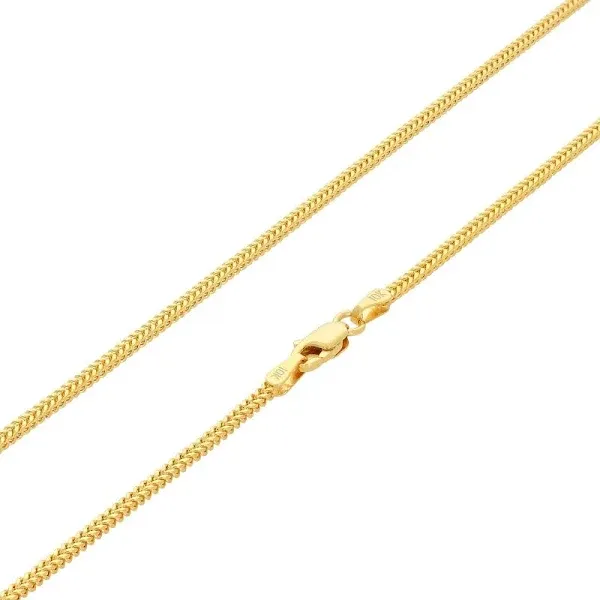 Nuragold 10k Yellow Gold 1.5mm Franco Chain Box Square Wheat Pendant Necklace, Womens Mens Jewelry 16" 18" 20" 22" 24" 26" 28" 30"