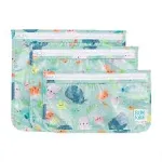 Bumkins Travel Bag, Toiletry, TSA Approved Pouch, Zip Bag, Quart Size Airline Compliant, Clear-Sided, Baby, Diaper Bag Organization, Makeup, Accessories, Packing, Set of 3 Sizes, Ocean Life Blue