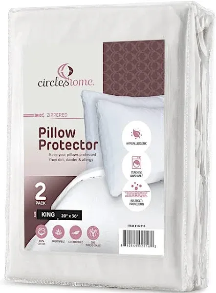 Right Choice Bedding Cotton Zippered Pillow Protector (Set of 2); Queen