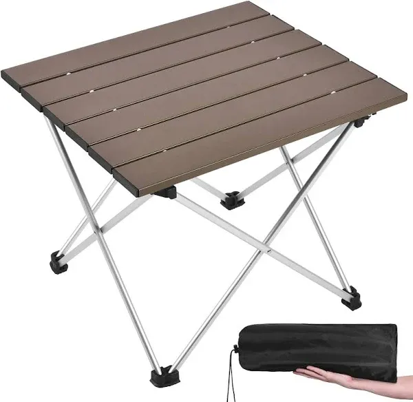 Grope Small Folding Camping Table with Aluminum Table Top, Beach Table for Sand with Carrying Bag,Prefect for Outdoor,Picnic,BBQ,Cooking,Festival