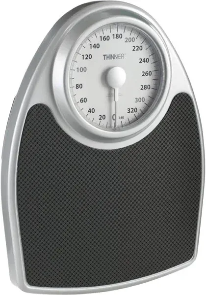 Thinner by Conair Scale for Body Weight, Analog Bathroom Scale in Black