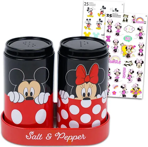 Mickey and Minnie Salt and Pepper Shakers - Disney Kitchen Accessories Bundle...