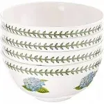 Portmeirion Botanic Garden 6" Serving Bowls - Set of 4 | Hydrangea Motif | Melamine | BPA Free | Dishwasher Safe | Ideal for Soup or Cereal | Indoor and Outdoor Use