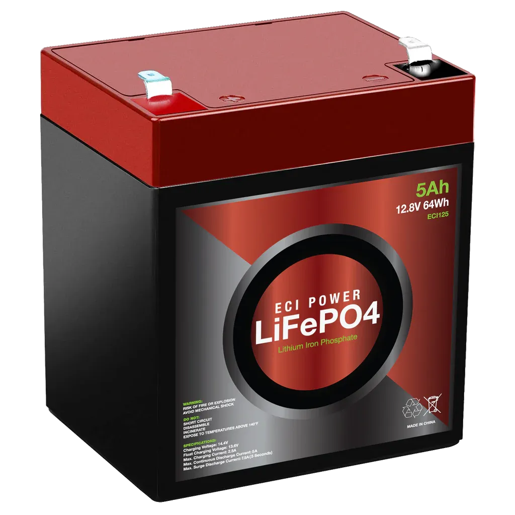 ECI Power 12V 5Ah Lithium LiFePO4 Deep Cycle Rechargeable Battery