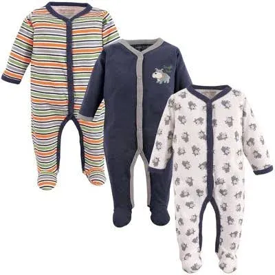 Luvable Friends Baby Boy Cotton Snap Sleep and Play 3-Pack