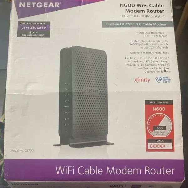 Restored Netgear C3700 WiFi 3.0 Cable Modem Router N600