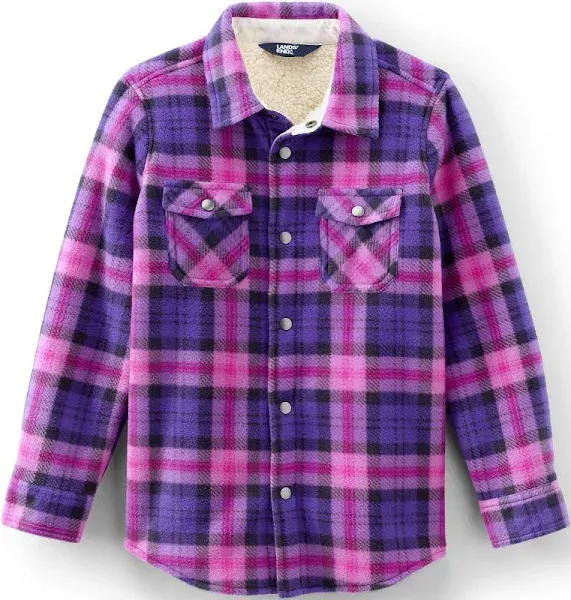 Lands' End Kids Sherpa Lined Flannel Shacket