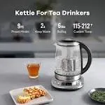 Mecity Tea Kettle Electric Tea Pot with Removable Infuser, 9 Preset Brewing Programs Tea Maker with Temprature Control, 2 Hours Keep Warm, 1.7 Liter