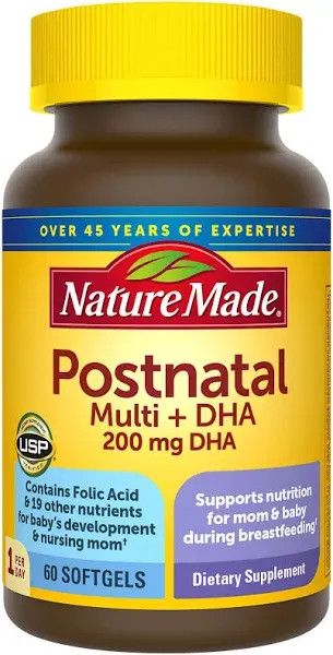 Nature Made Postnatal Multivitamin Plus Dha 200 Mg Softgels - 60 Count