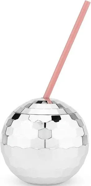 True Blush Silver Disco Ball Drink Tumbler