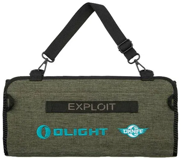 OLIGHT Exploit Mini Tactical EDC Pouch, Multifunctional Flashlight Knifebag, Tool Roll Bag with Patch field and Snap Button, Display Storage Bag with 6 Slots for Pocket EDC Flashlights and Tools (ODG)