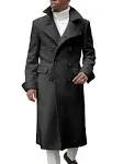 Lapel Double Breasted Long Trench Coat Casual Cotton Blend Peacoat