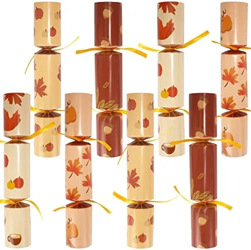 JOYIN 8 PACK Thanksgiving Party Favor, Maple Style Thanksgiving Cracker, Party Games for Fall Holiday, No Snap Party Table Favor Set with Joke Dice & Gifts,Thanksgiving Holiday Cracker for Kids Adults