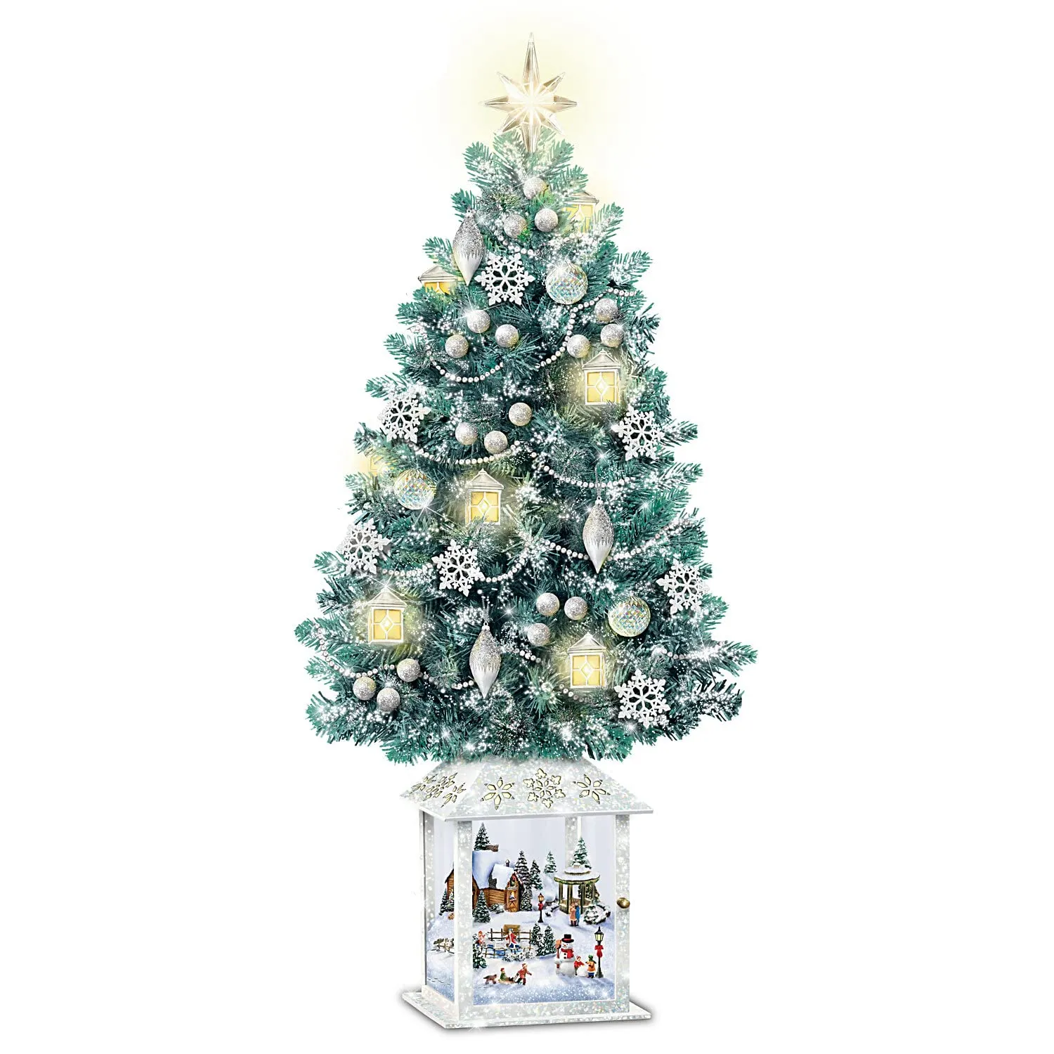 Thomas Kinkade Festival of Lights Illuminated Tabletop Christmas Tree 25 Inches