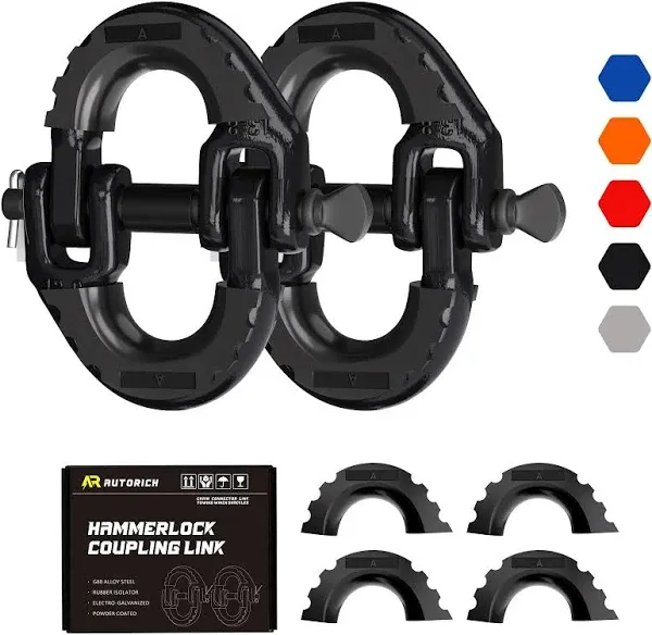 AMBULL 2 Pack 1/2" Safety Chain Connector Link G80 Tow Hitch Hammerlock Coupling Link